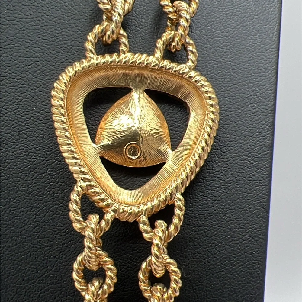 SWAROVSKI Swan Mark Gold Byzantine Chunky Necklace With Clear Crystals - Picture 4 of 7